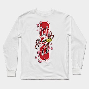 Japanaese fox kitsune mask Long Sleeve T-Shirt